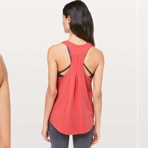 Lululemon Love Tank Top Pleated Racerback Poppy Coral Pima Cotton Size 10